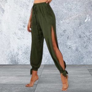 SHEIN split harem pants army green M